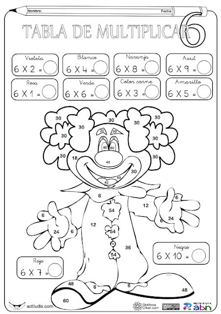 Fichas Para Colorear De Las Tablas De Multiplicar Aula De Elena