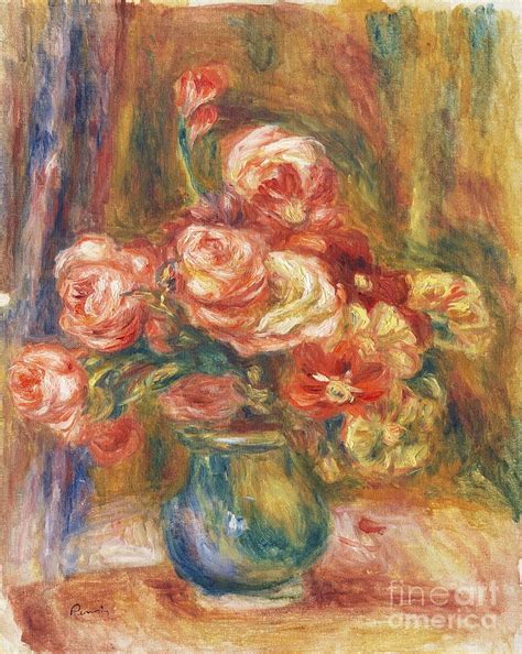 Vase Of Roses C 1890 1900 By Pierre Auguste Renoir Painting By Shop