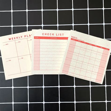1X Simple Weekly Plan Monthly Plan Check List Memo Pads Sticky Notes