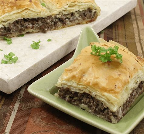 Dozens of the finest dough layers, smeared. Meat Appetizer | Egyptian Goulash (Phyllo Meat Pie)