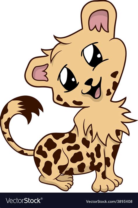 Cartoon Of A Cute Happy Baby Cheetah Royalty Free Vector