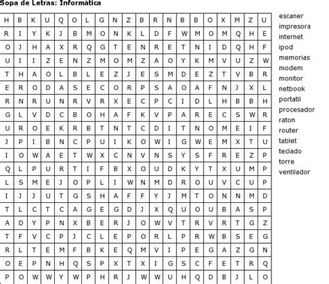 Pasatiempos Para Imprimir Sopa De Letras Informatica Computer Lab