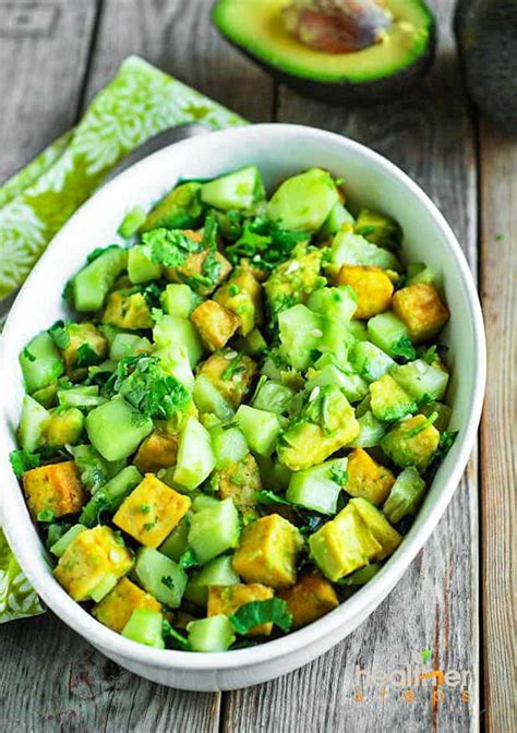 Avocado Tofu Salad Healthier Steps
