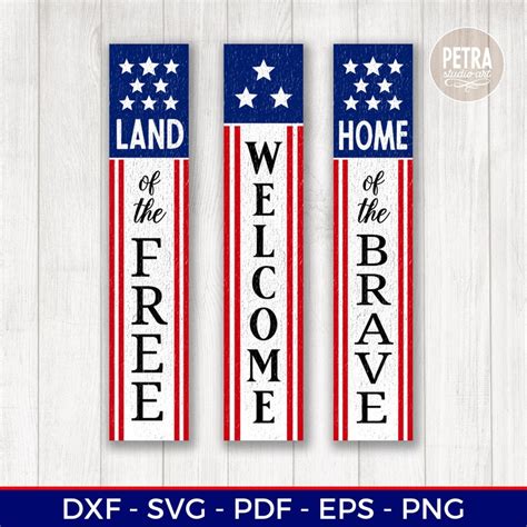 Welcome SVG Land of the Free Home of the Brave Vertical Sign - Etsy