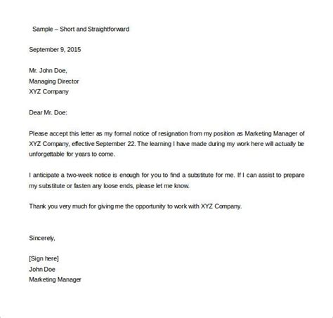 This letter is seen as a common courtesy and, in some cases, a requirement to formally resign your position. 34+ Two Weeks Notice Letter Templates - PDF, Google Docs ...