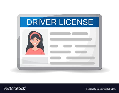 Flat Woman Driver License Plastic Card Template Vector Image