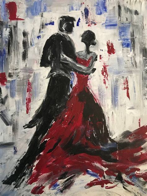 Shall We Dance Abstract Figure Painting Of A Dancing Couple Etsy