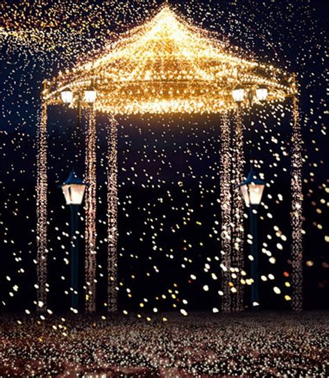 2019 Gold Lights Bright Pavilion Romantic Wedding Photography Backdrops