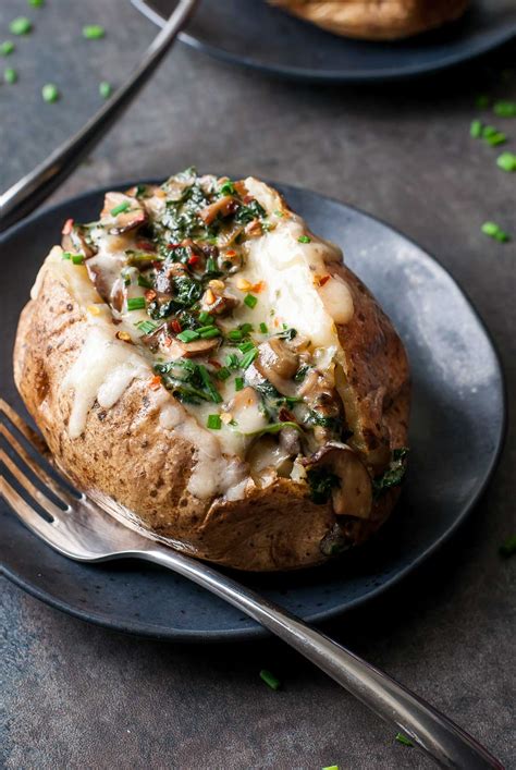 In a medium skillet, melt the butter and add the shallots; Cheesy Vegetarian Loaded Baked Potatoes with Spinach and ...