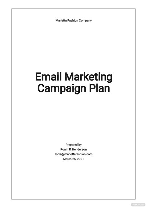 Email Marketing Plan Template