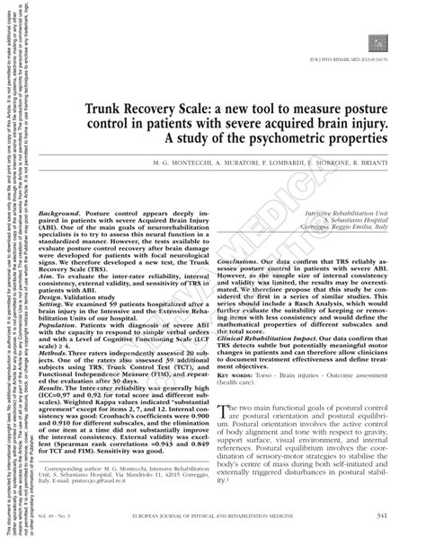 Pdf Trunk Recovery Scale A New Tool To Measure Posture Control In