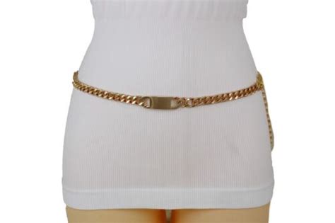 Women Gold Metal Chain Links Fashion Classy Charm Buckle Belt Hip Waist