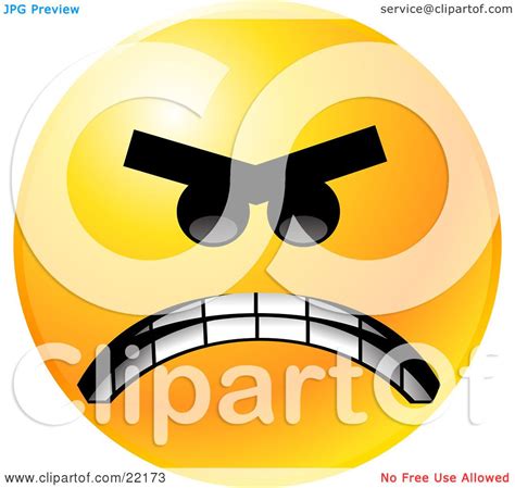 Clipart Illustration Of A Yellow Emoticon Face Mad With Anger Gritting