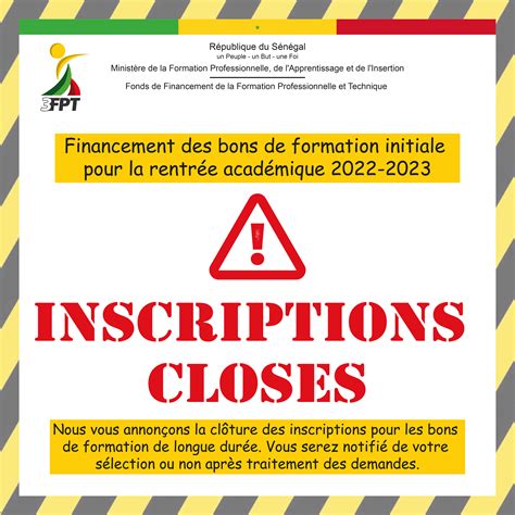 Cl Ture Des Inscriptions Pour Les Bons De Formation De Longue Dur E