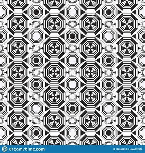 Vector Modern Geometric Seamless Pattern Set Of Black And White