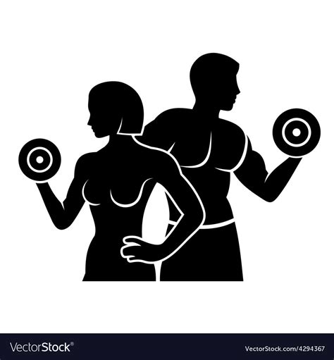 Man And Woman Fitness Silhouette Logo Icon Vector Image