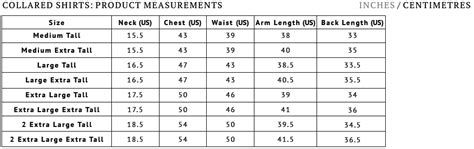 Tall Mens Clothing Size Chart American Tall