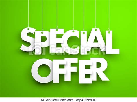Special Offer White Words Hanging On Green Background 3d