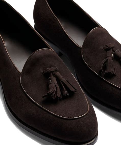 Dark Brown Suede Leather Tassel Slip On Loafer Shoes For Men Etsy