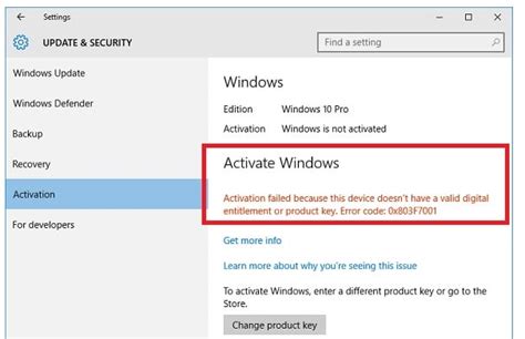 Fix Windows 10 Activation Failed Error Code 0x803f7001 0xc004f074