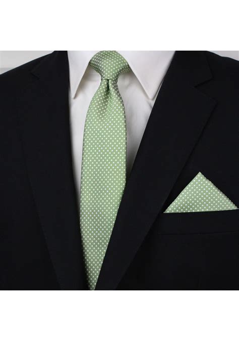Sage Green Mens Tie Set Skinny Pin Dot Tie And Pocket Square In Sage Green Bows N