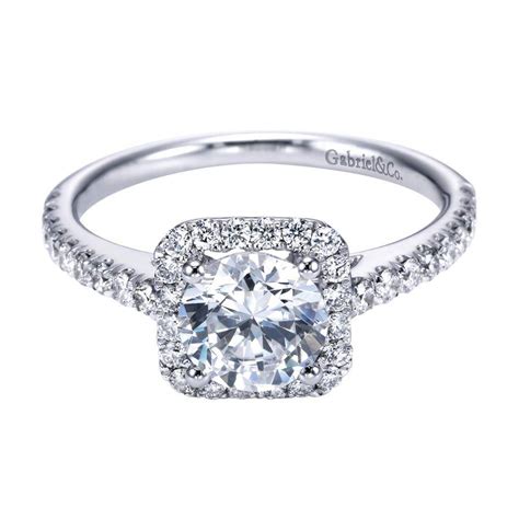 A matching band can be designed for this engagement ring. Gabriel & Co. Engagement Rings Square Halo Diamond 14k White Gold