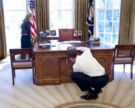 President Barack Obama Examines Resolute Desk With Caroline Kennedy Photo Print Ebay