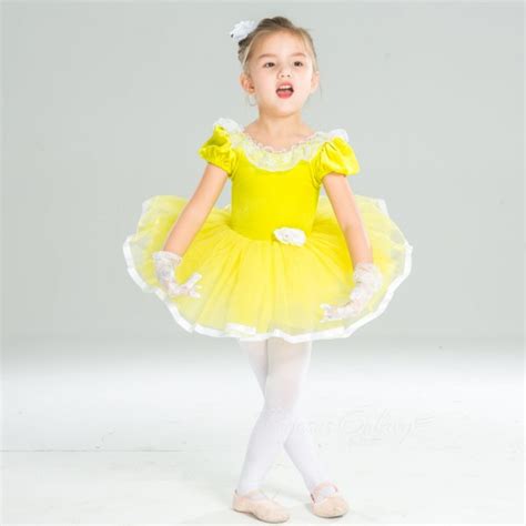 Girls Yellow Tutu Skirts Kids Ballet Dance Dresses Lace Yellow Princess