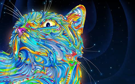 Amazing free hd animal wallpapers collection. psychedelic, Cat, Colorful, Digital Art, Matei Apostolescu ...