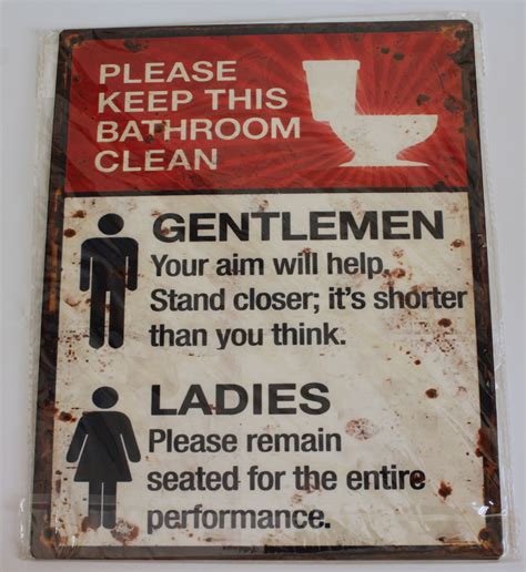 Please Keep Bathroom Clean Mens Womens Metal Sign Pub Game Room Bar