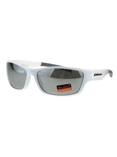 Xloop Mens Classic 90s Mirror Lens Plastic Biker Sport Sunglasses White Clear Mirror