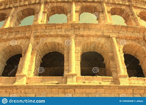 Colosseum In Rome Flavian Amphitheatre Close Italy Europe Stock