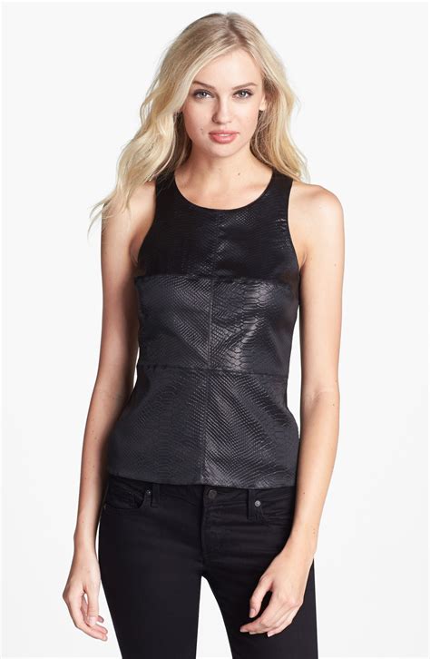 Bailey 44 Extraterrestrial Embossed Faux Leather Front Tank In Black Lyst