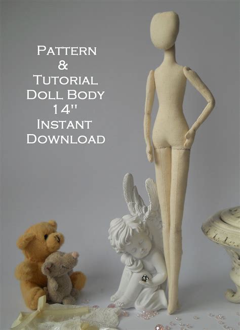 Pdf Cloth Doll Pattern 14 Pdf Sewing Tutorial Soft Doll Pattern Rag Doll Body Doll Blank E