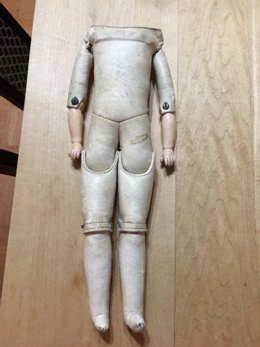 Very Nice Antique Leather German Doll Body W Lower Composition Arms