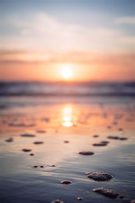 Reflection Of Sunset On Beachshore Sunset Images Beach Images Sunset