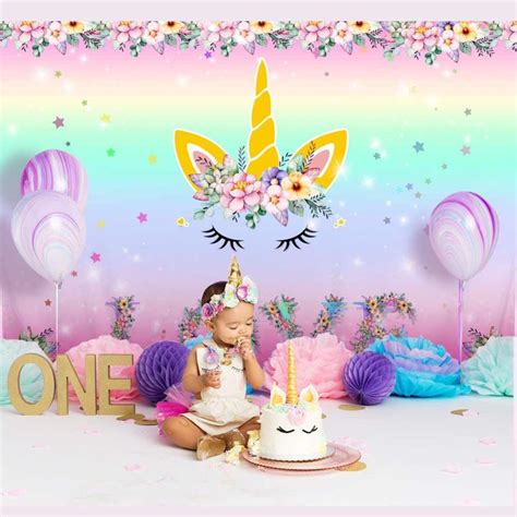 New Happy Birthday Backdrop Rainbow Unicorn Birthday Glitter Star Photo