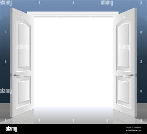 Open Classic White Double Door Vector Graphics Stock Vector Image