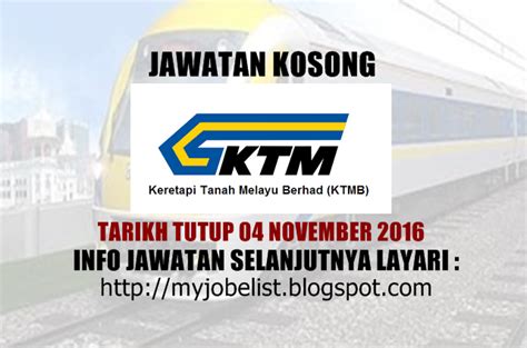 Keretapi tanah melayu (ktm) (jawi: Jawatan Kosong Keretapi Tanah Melayu Berhad (KTMB) - 04 ...