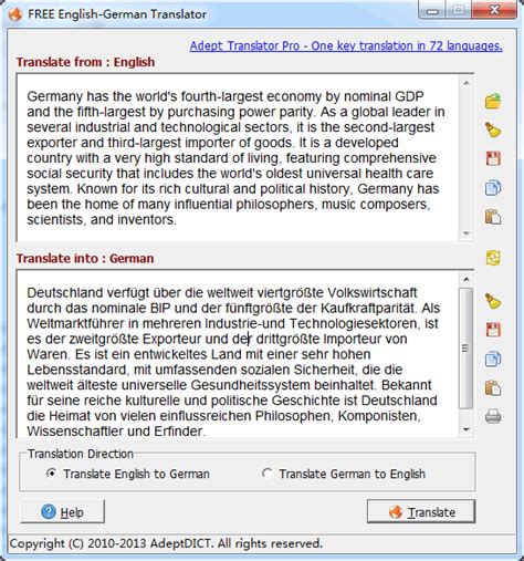 Translate from german to english. FREE English-German Translator 2.30 full screenshot