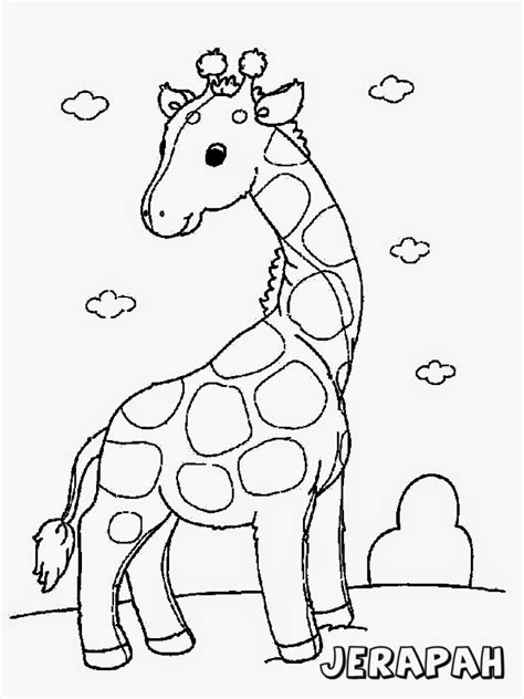 Gambar Mewarnai Anak Binatang Lucu Anak Cemerlang Giraffe Coloring