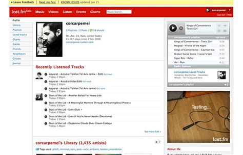 Lastfm Beta Profile Page Shows New Header Bar Side Bar Flickr