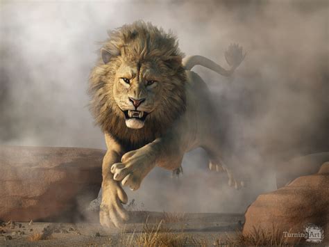 Lion Attack By Daniel Eskridge Turningart