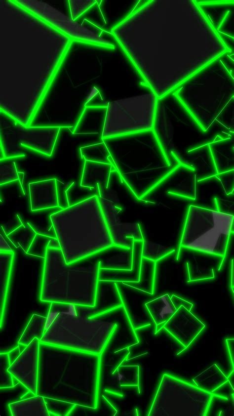 3d Green Neon Cubes 8k Uhd Wallpaper