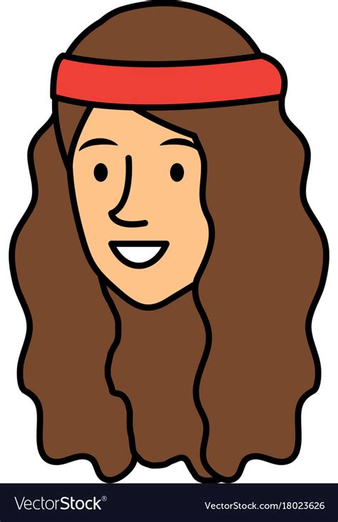 Hippie Woman Head Avatar Character Royalty Free Vector Image