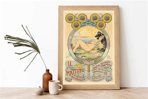 Vintage Italian Poster Nude Woman In Field Erotic Etsy
