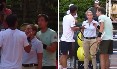 Tennis Stars Have To Be Pulled Apart As Umpire Steps In After Blazing