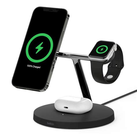 Belkin Boostcharge Pro Magsafe 3 In 1 Wireless Charger With 2 Flat Pin