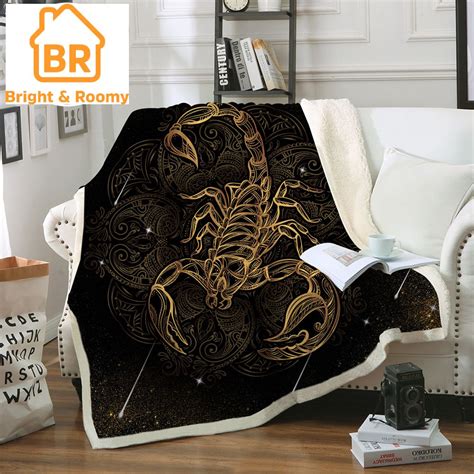order this limited editiongolden scorpion sherpa throw 1pc now fleece blanket plush sofa