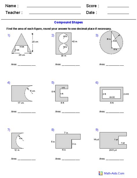 Area And Perimeter Of Composite Figures Worksheets Answers